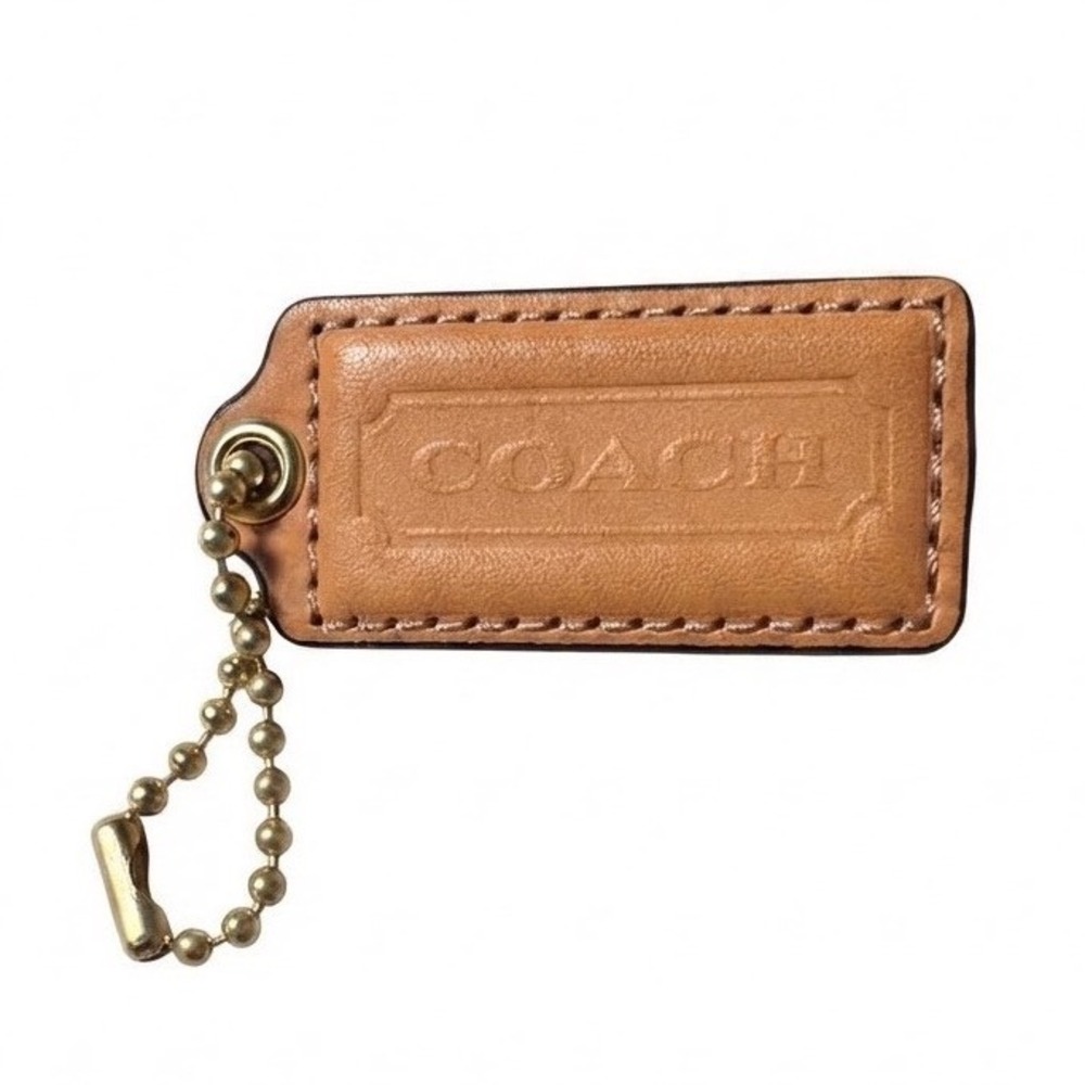 Coach Tan Leather Hangtag Bag Charm Replacement Gold Ball Chain Accessory